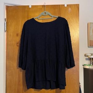 NWT Loft Peplum Top Polka Dot Navy sz XL